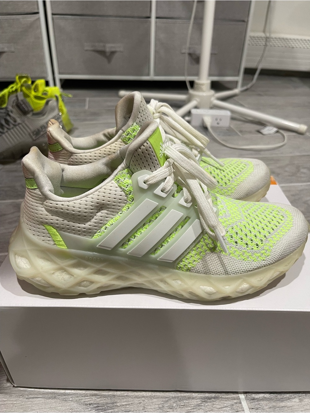 adidas ultraboost dna Knit Sneakers in Neon Lime and White